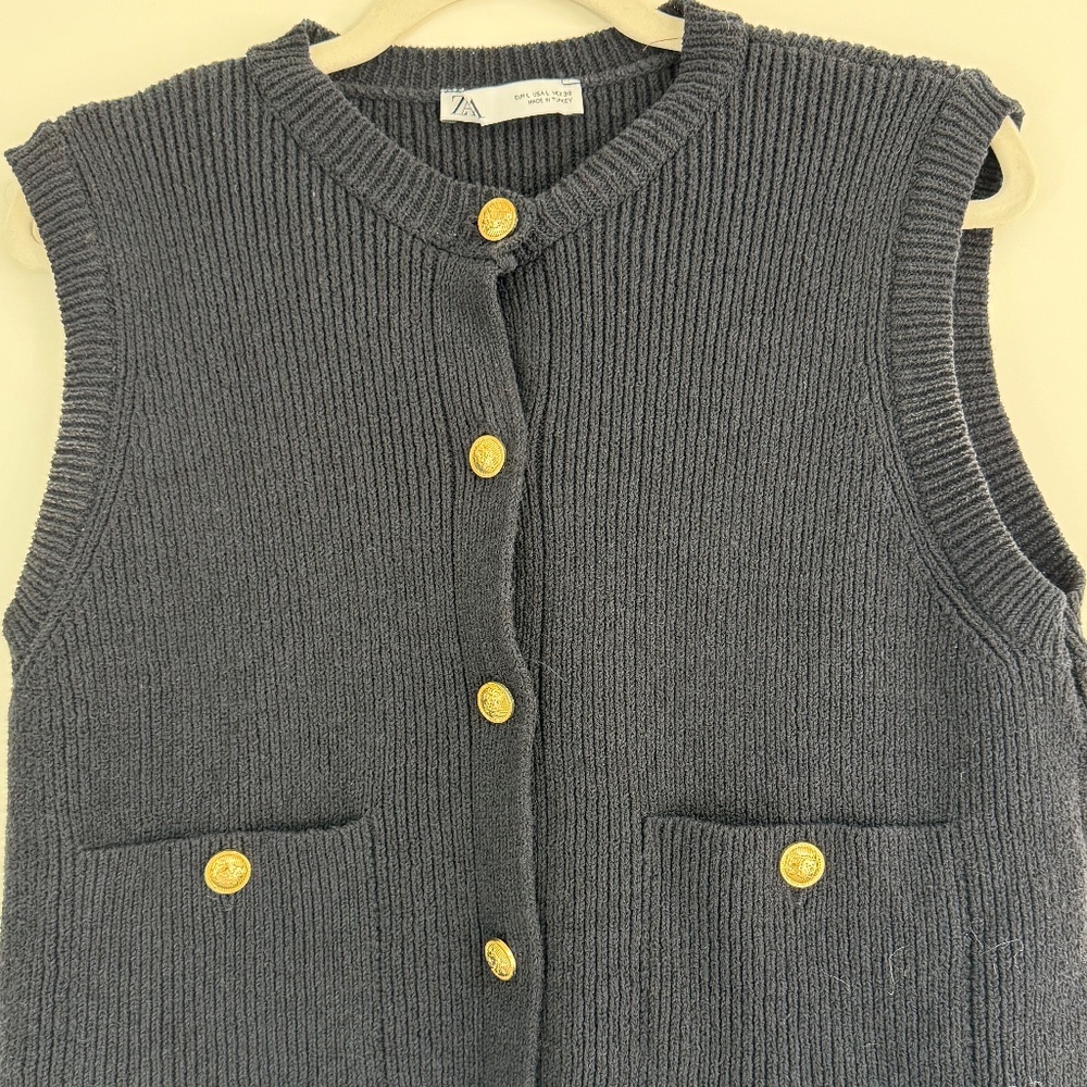 Zara navy woven vest